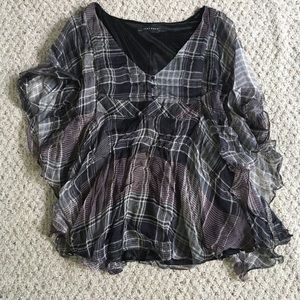 Plaid Billowy Blouse